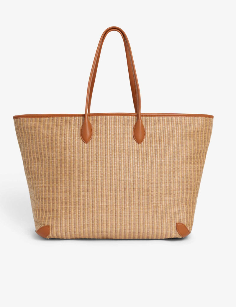 Lacoste raffia tote bag with faux leather straps, UK version