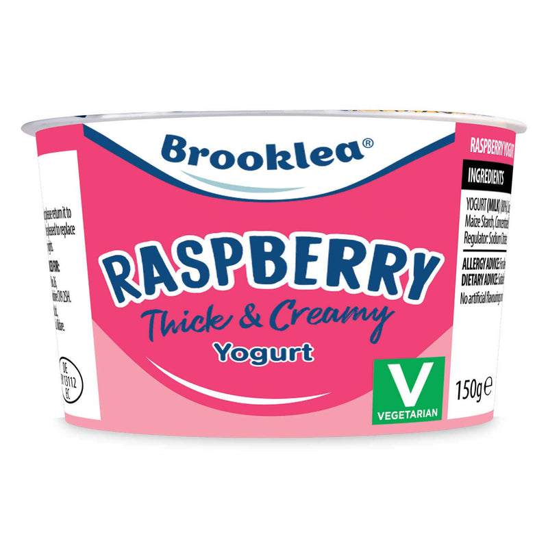 Raspberry flavoured thick and creamy yogurt (British brand)