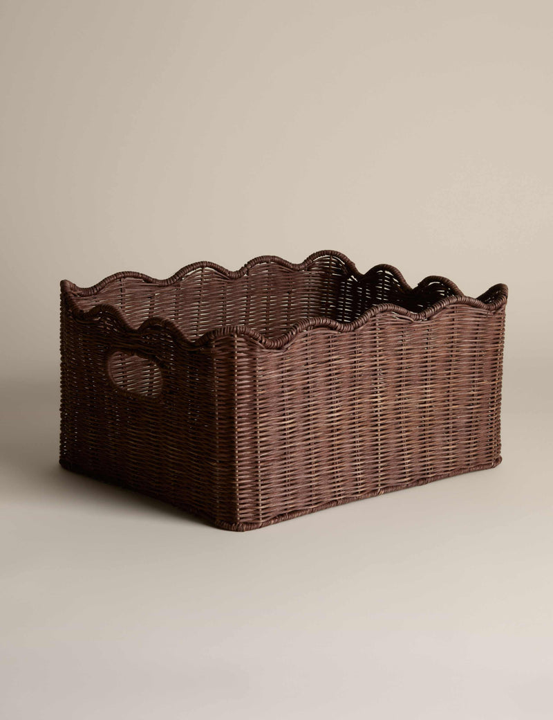 Rattan scallop rectangular basket 40x30x20cm, UK version
