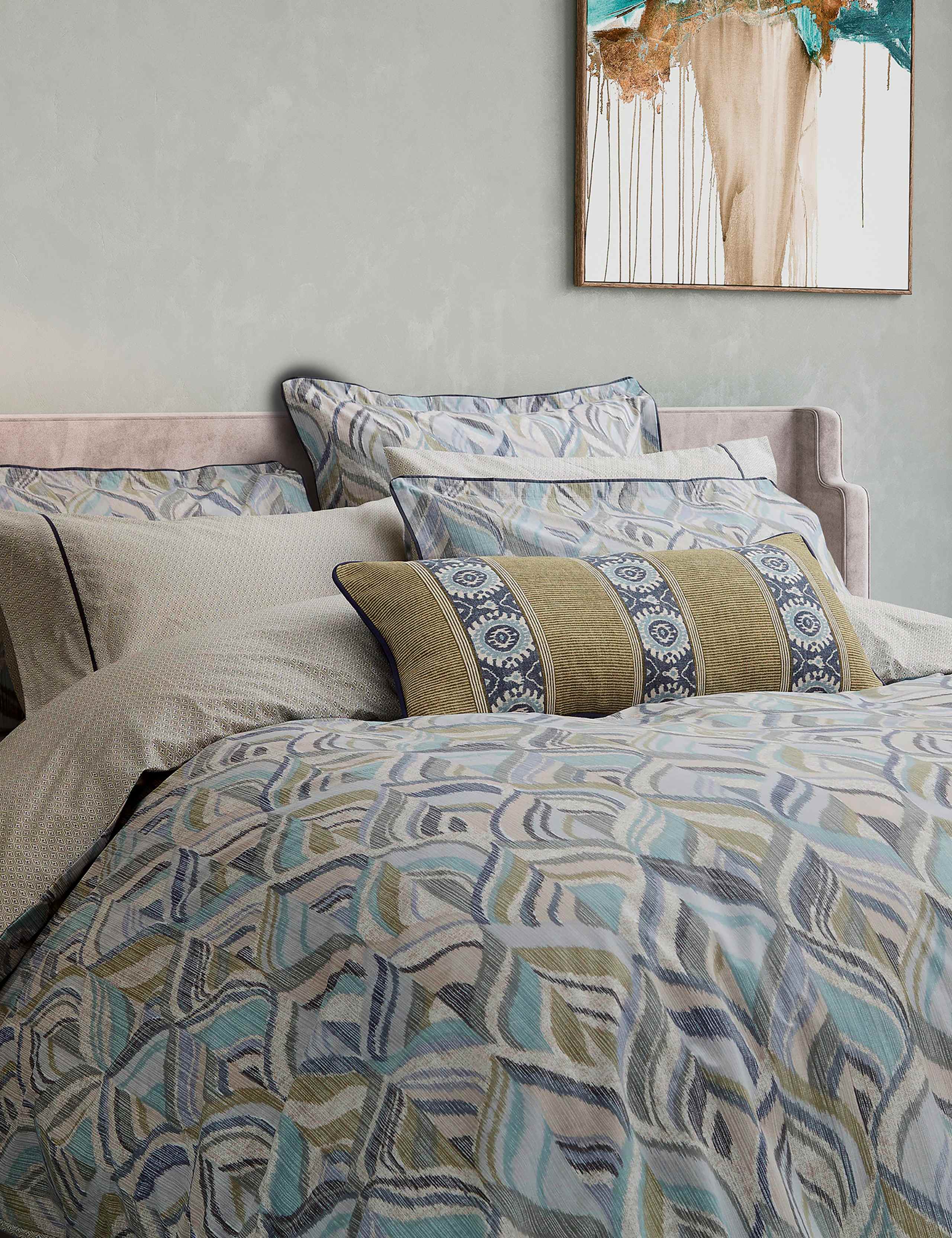 Bedeck of Belfast Rayanne woven cotton cushion 70cm - British product