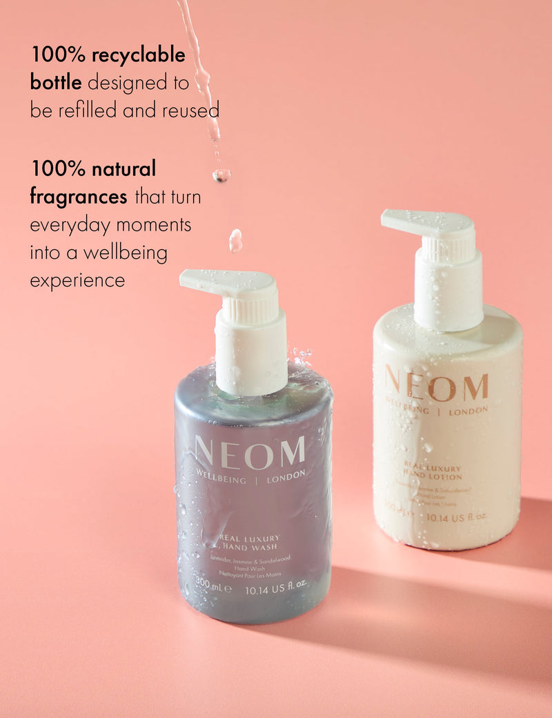 NEOM Wellbeing Real Luxury Hand Wash 300ml, imported from the UK