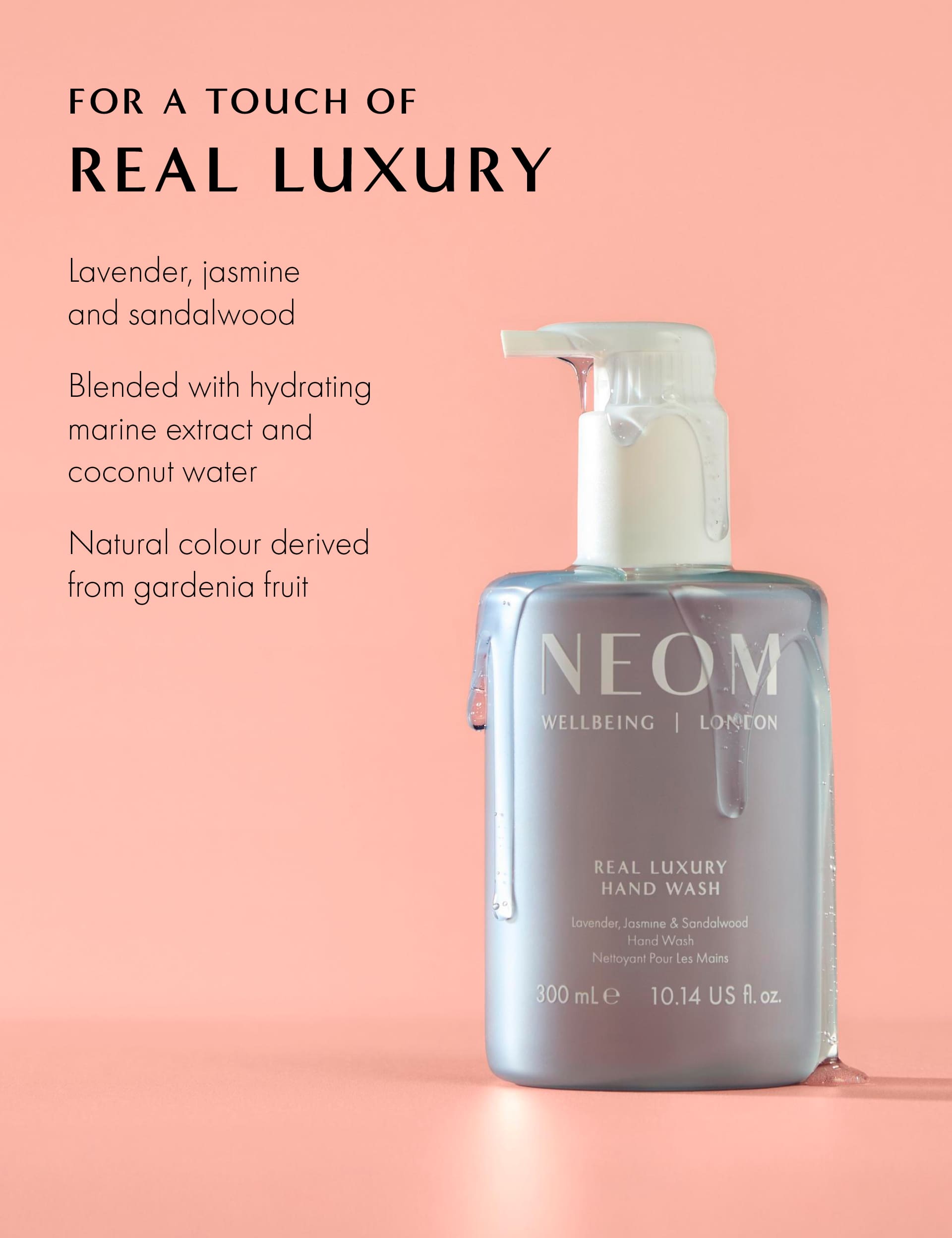 NEOM Wellbeing Real Luxury Hand Wash 300ml, imported from the UK