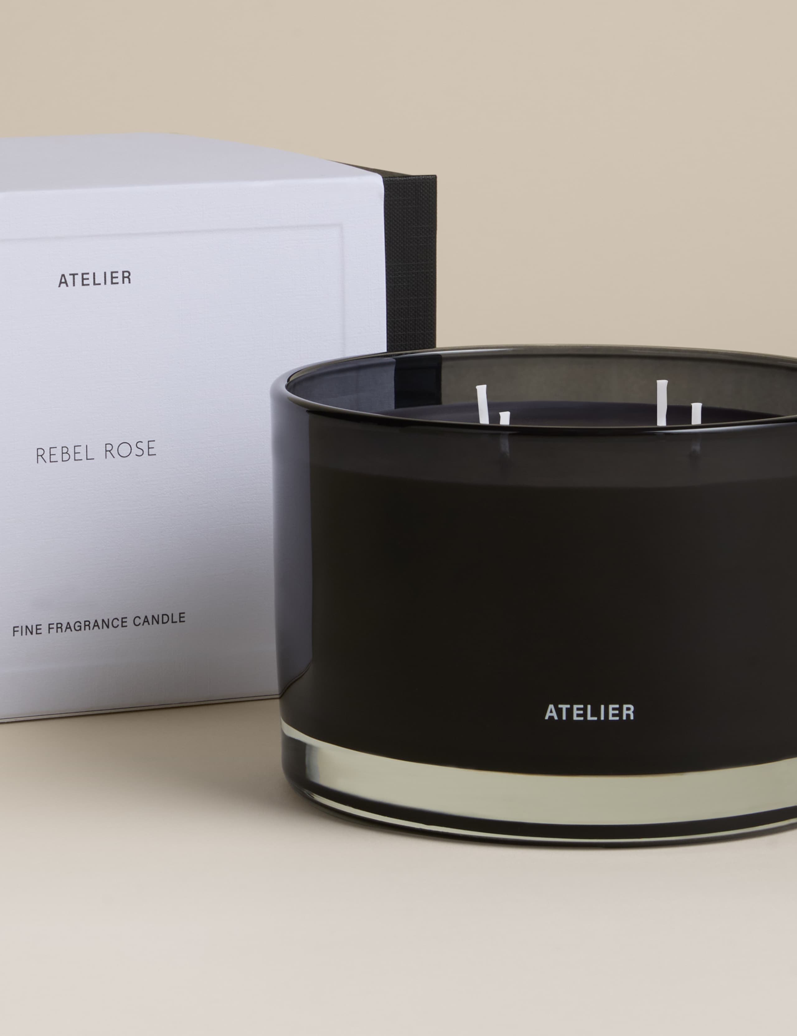 Rebel Rose 4 wick candle with black wax and lid (British brand)