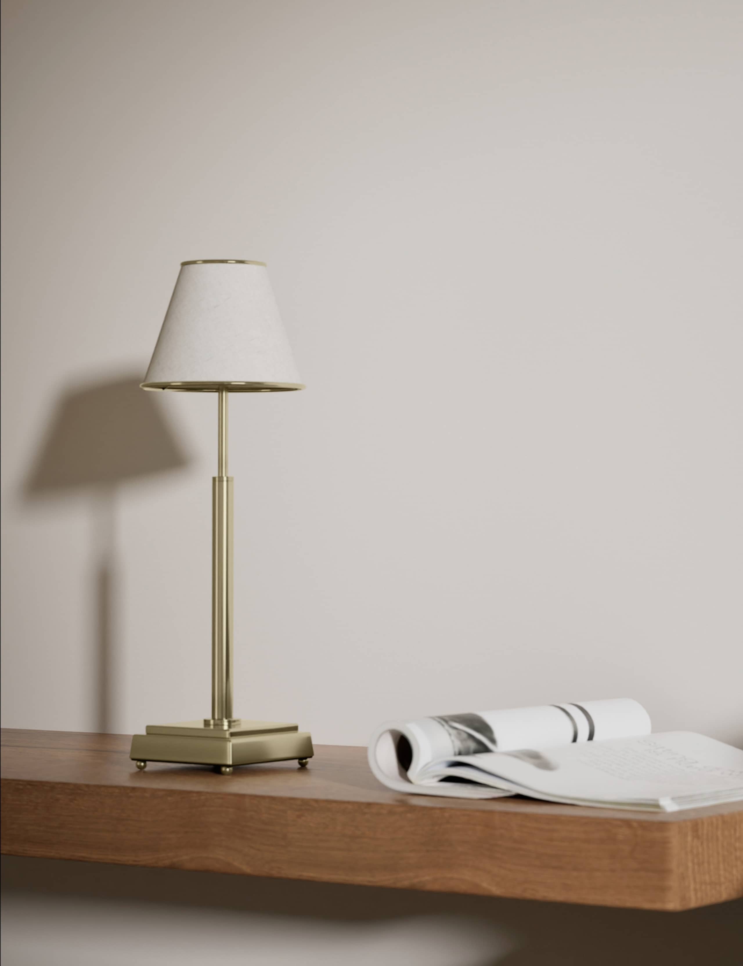 Rechargeable brass table lamp dimmable LED 46.3cm, imported from the UK