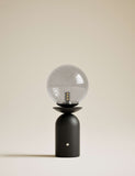 Rechargeable bubble glass globe table lamp, silver base, UK brand (British brand)