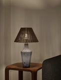 Rechargeable table lamp with ceramic base and jute shade, imported from the UK