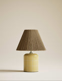 Rechargeable ceramic tile table lamp with jute shade - British product