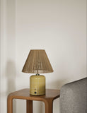 Rechargeable ceramic tile table lamp with jute shade - British product