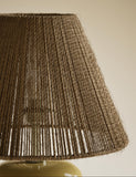 Rechargeable ceramic tile table lamp with jute shade - British product