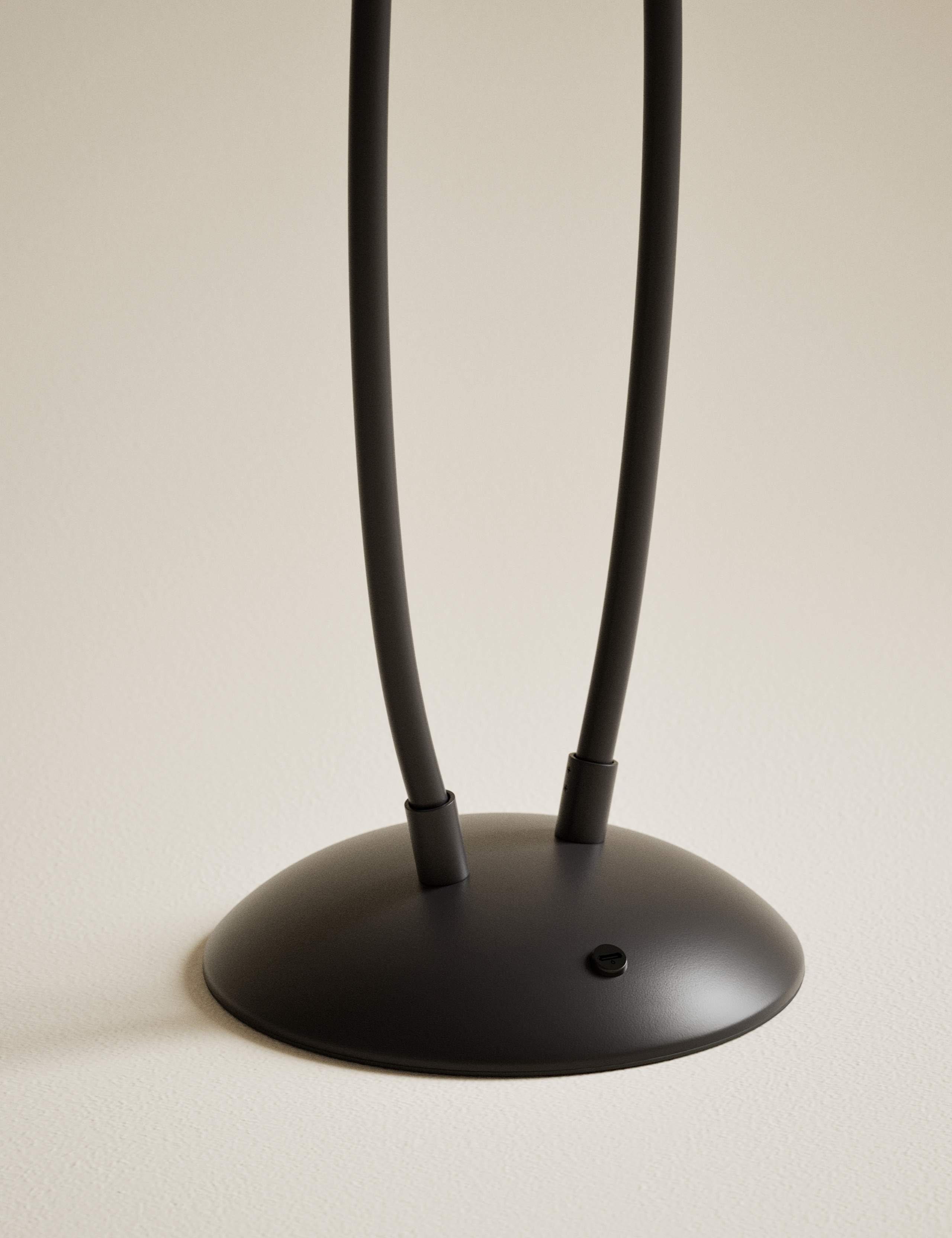 Rechargeable curved double floor lamp with fabric shades, imported from the UK
