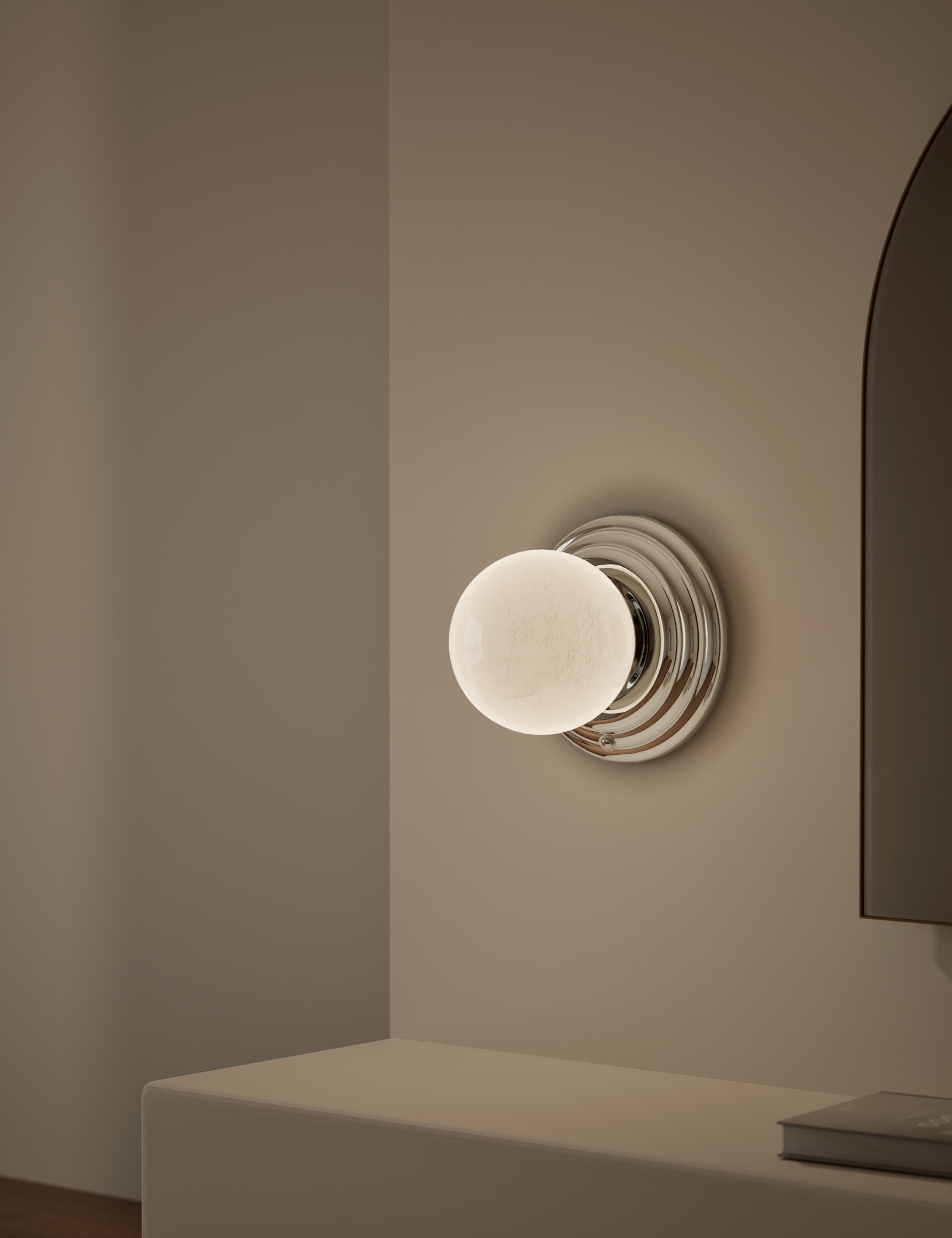 Rechargeable ribbed wall light with marbled glass bulb - British product