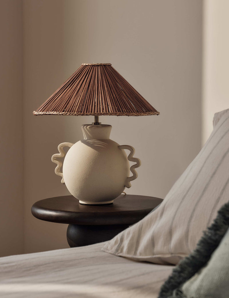 Remi table lamp glazed ceramic wicker shade 39.2 cm - British product