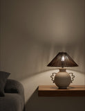 Remi table lamp glazed ceramic wicker shade 39.2 cm - British product