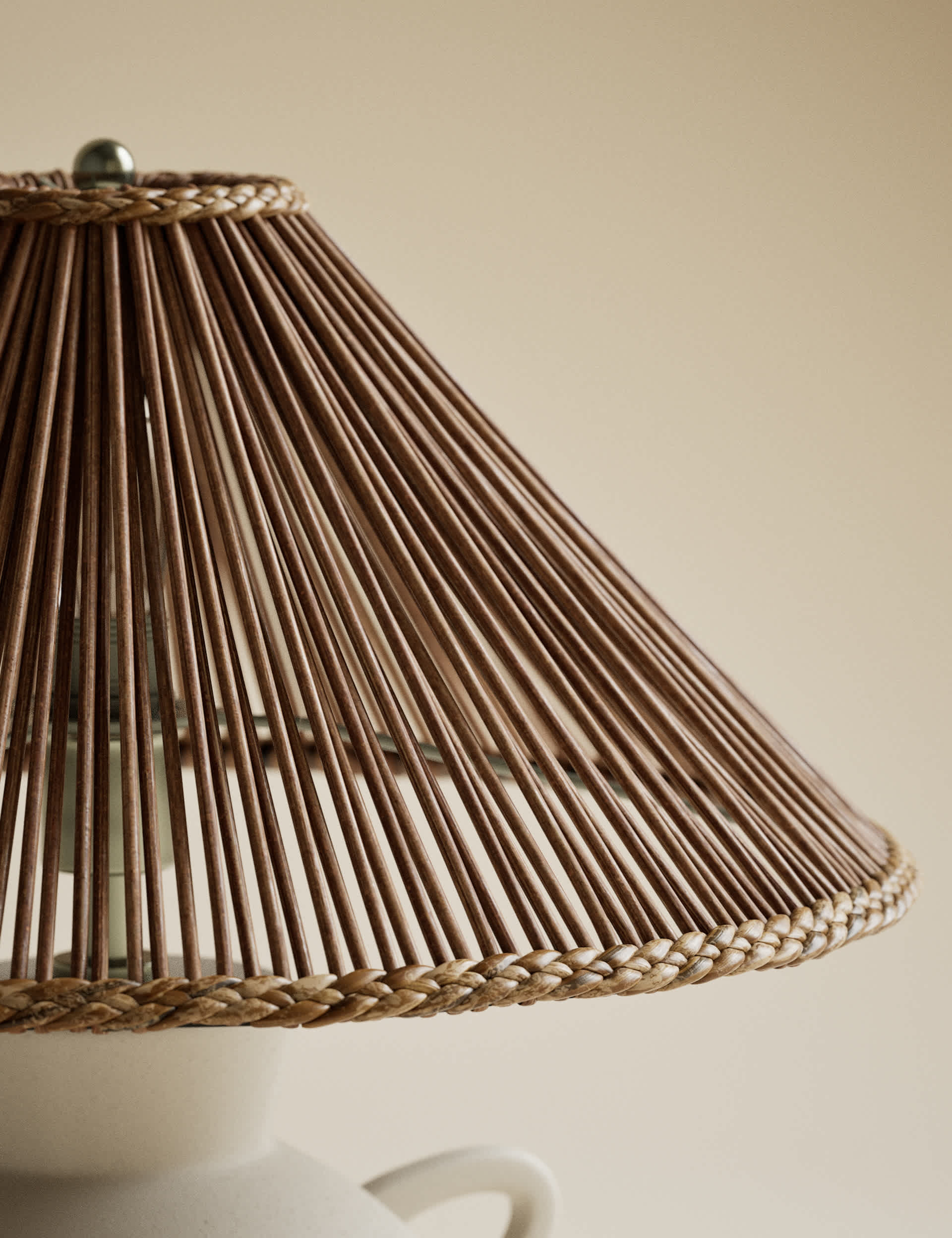 Remi table lamp glazed ceramic wicker shade 39.2 cm - British product