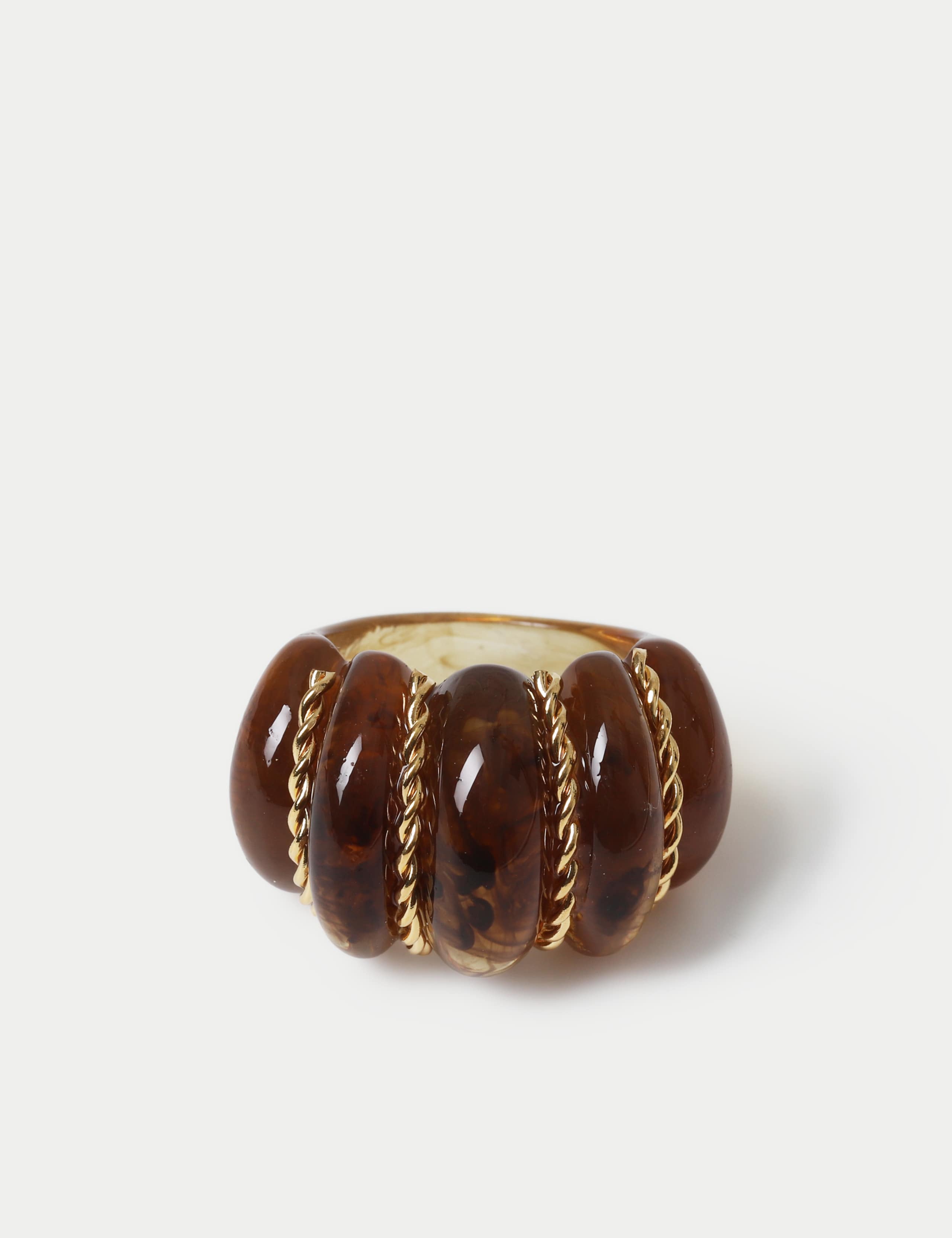 Resin Chain Ridge Ring in resin and brass - British product