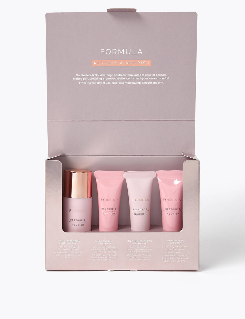 Restore & Nourish skincare collection set imported from the UK