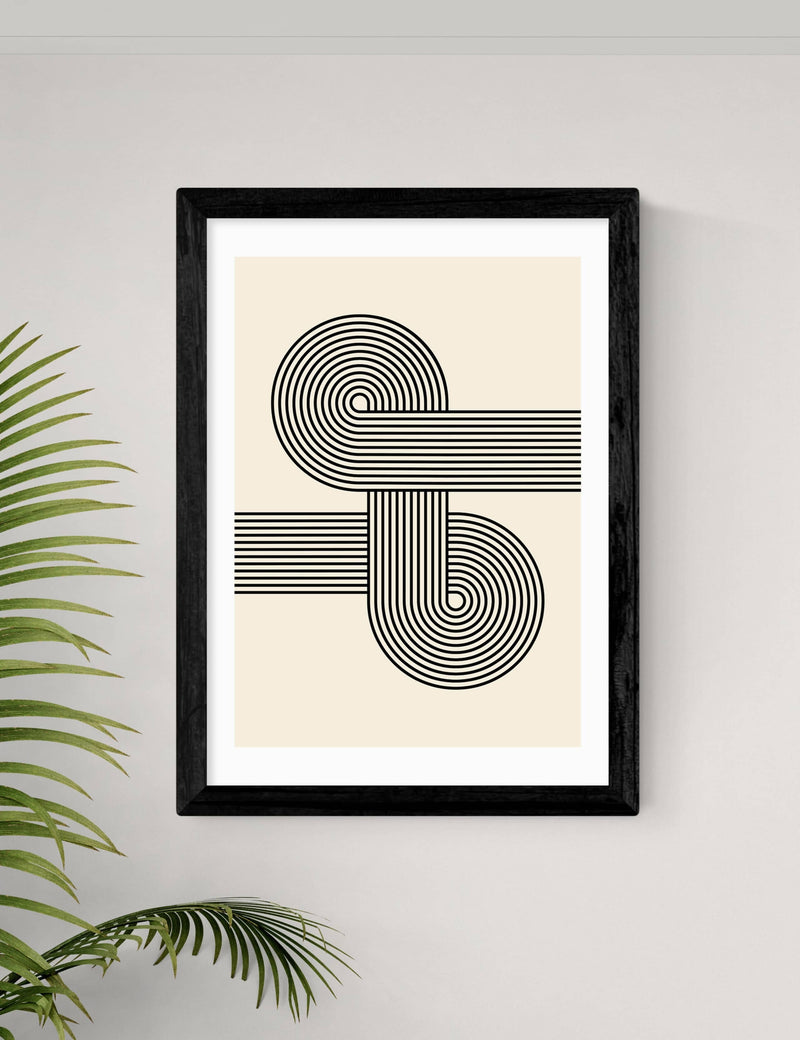 East End Prints Retro Waves abstract framed art - British product