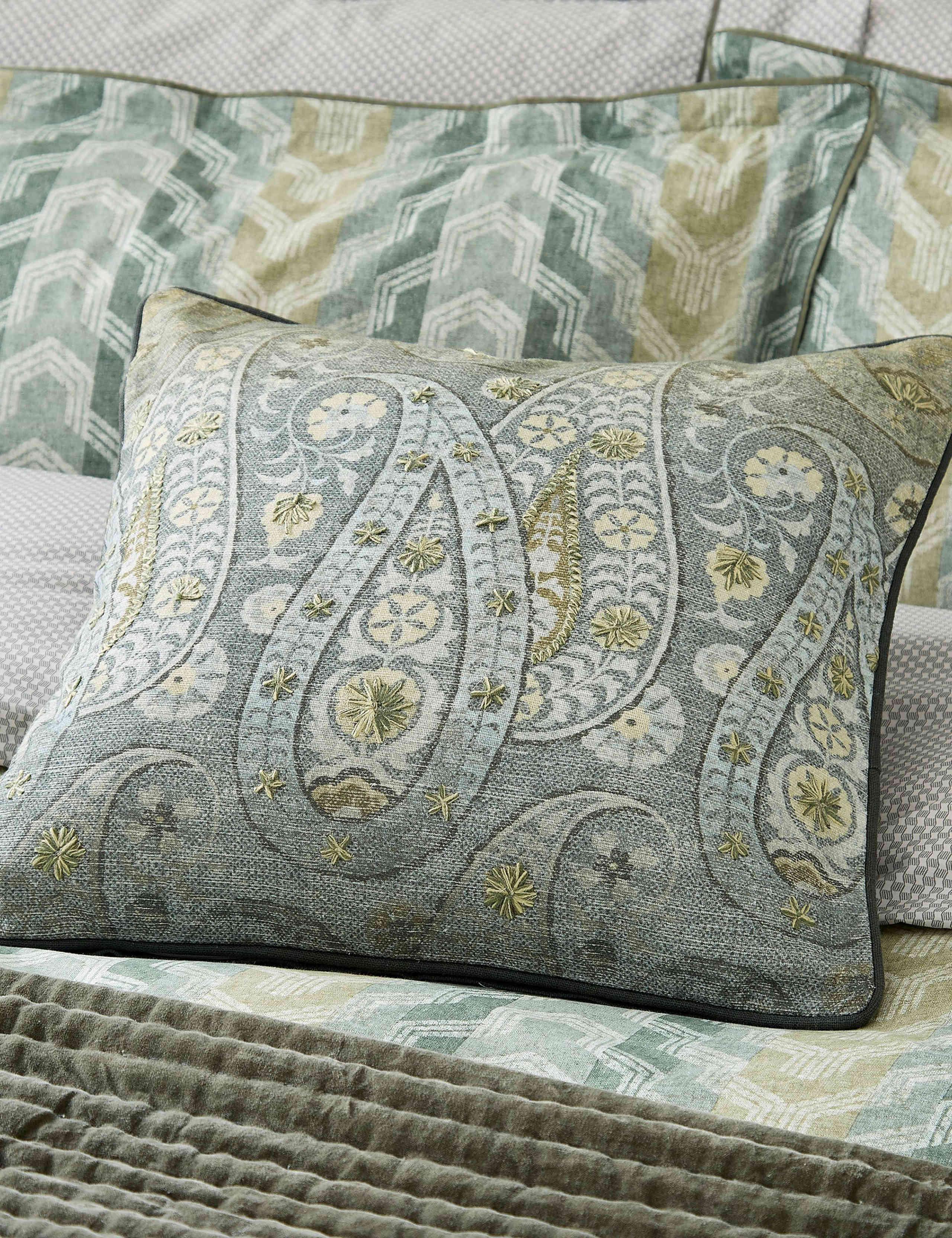 Bedeck of Belfast Reya Emira paisley cushion 50cm, imported from the UK