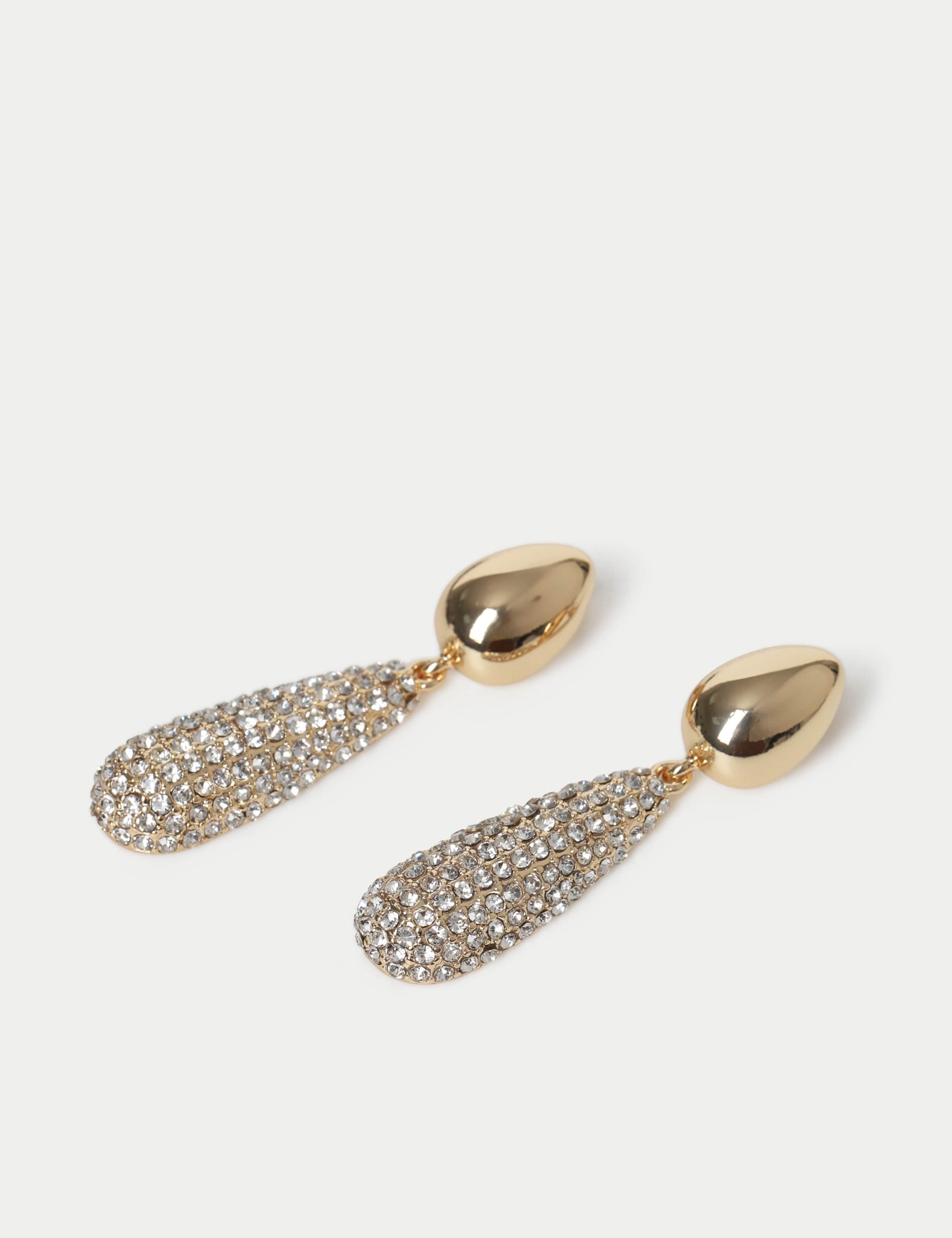 M&S teardrop rhinestone earrings 55mm, UK version