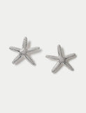 Rhodium oversized starfish stud earrings, imported from the UK