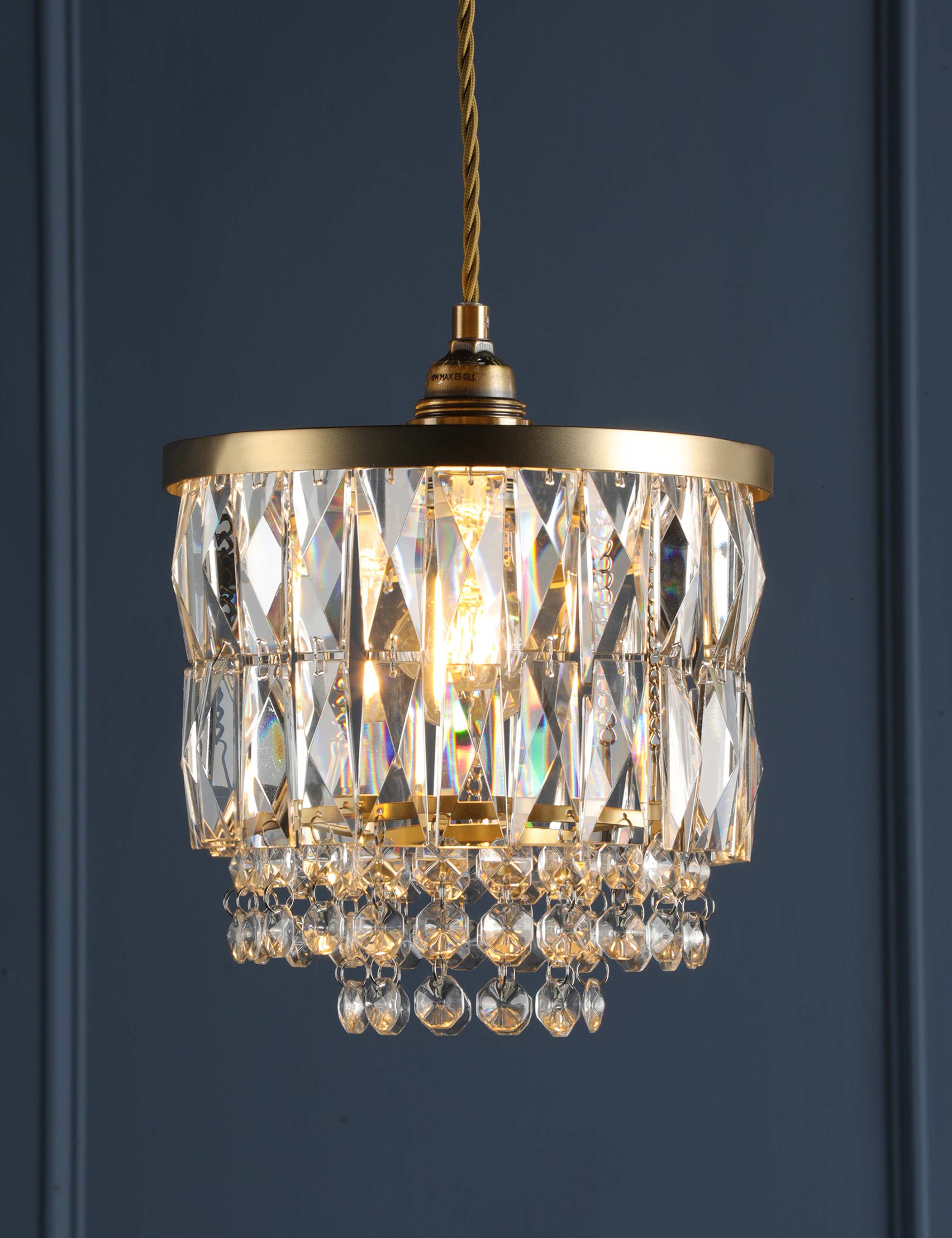 Laura Ashley Rhosill faceted glass pendant light, imported from the UK