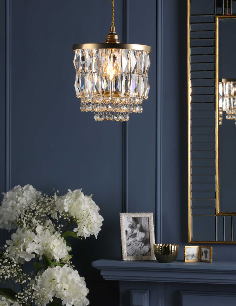 Laura Ashley Rhosill faceted glass pendant light, imported from the UK