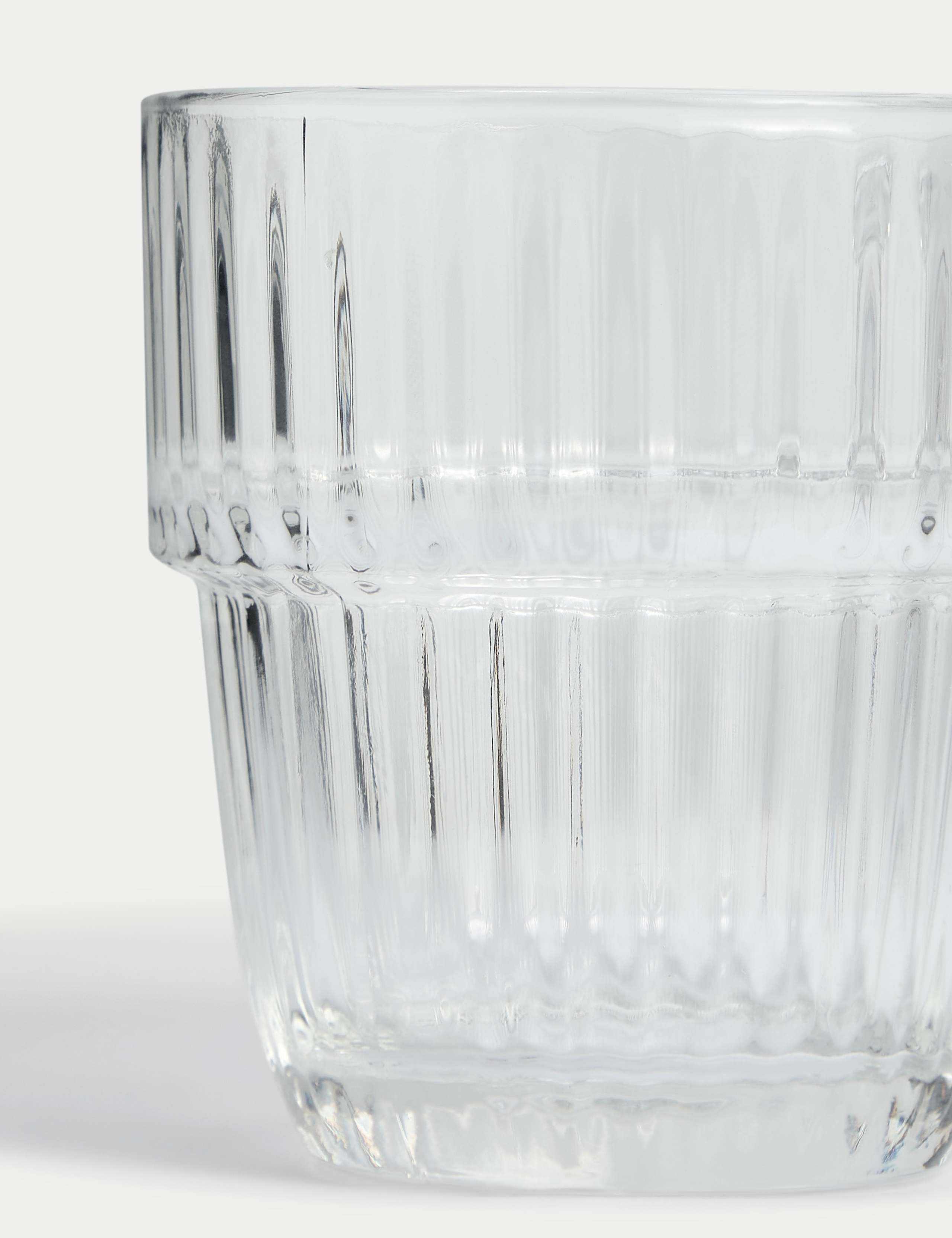 Ribbed glass cappuccino cup with handle - British product