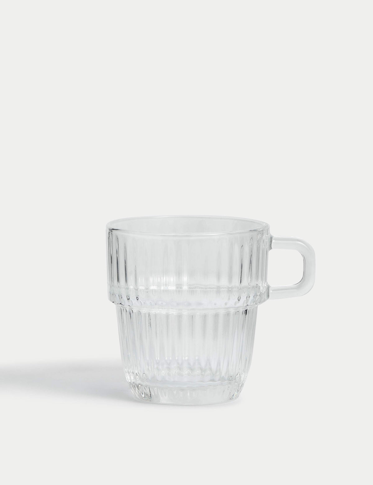 Ribbed glass cappuccino cup with handle - British product