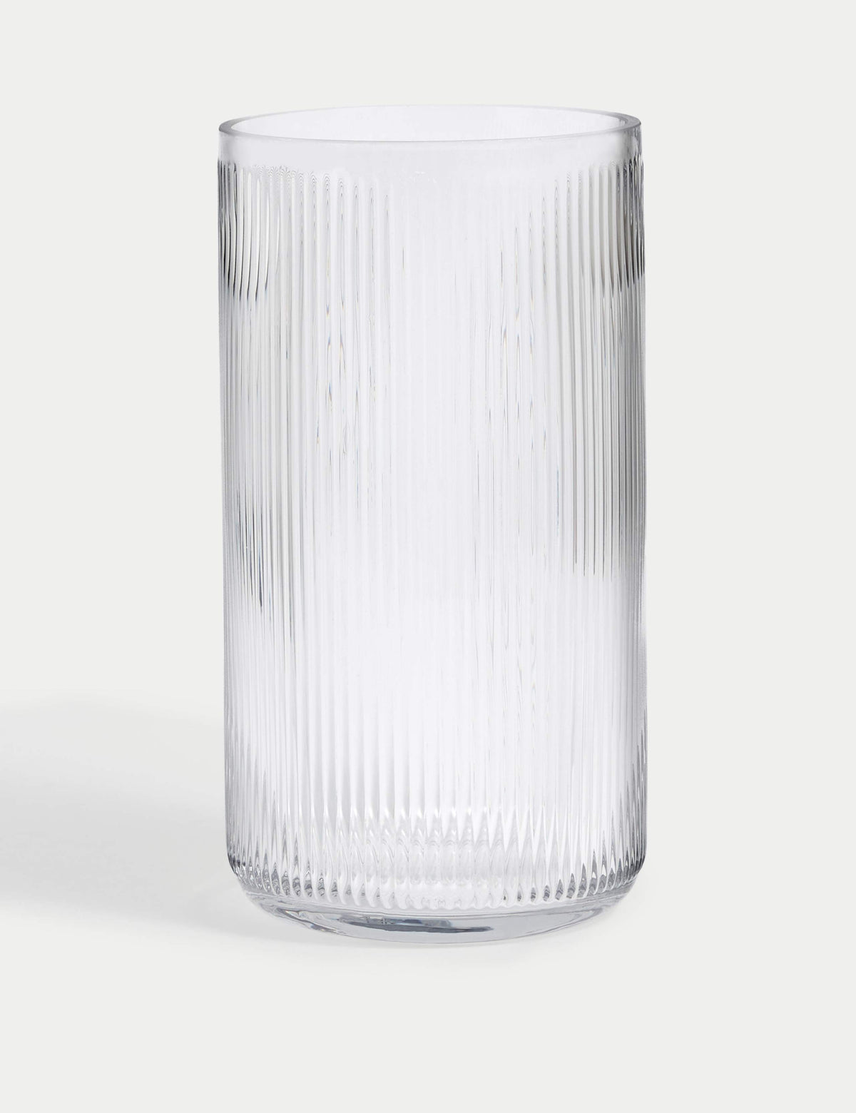 Ribbed Glass Cylinder Vase