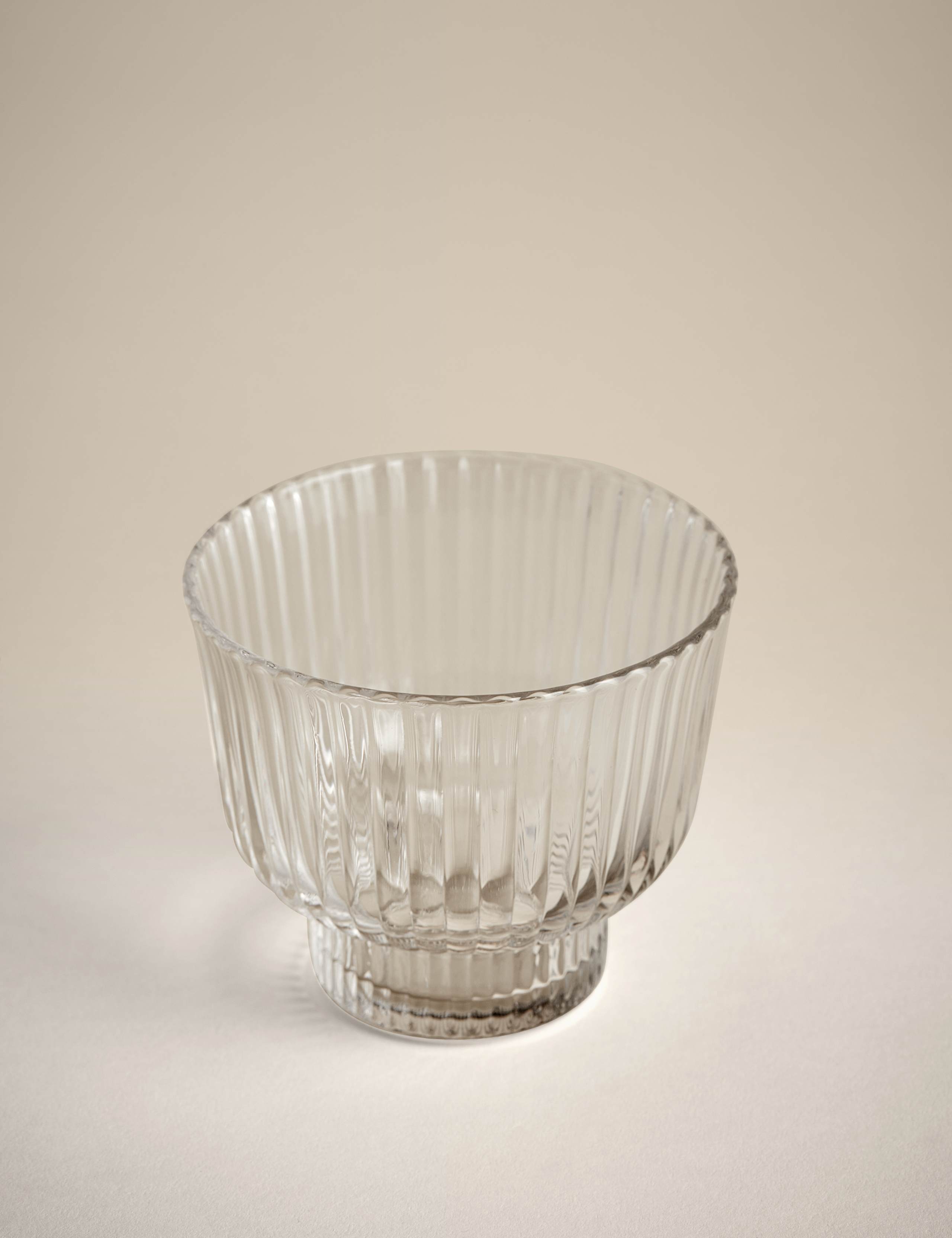 Ribbed Glass Dessert Bowl
