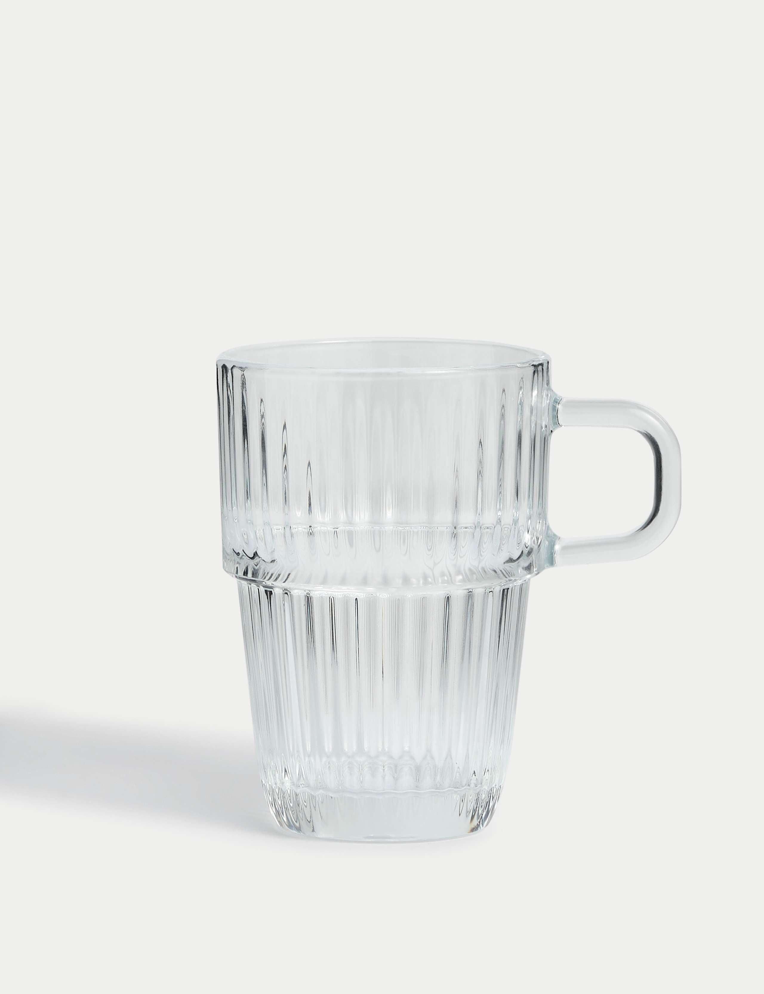 Ribbed glass latte cup, imported from the UK