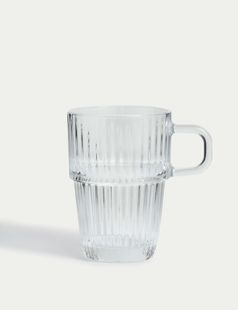 Ribbed glass latte cup, imported from the UK