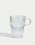 Ribbed glass latte cup, imported from the UK