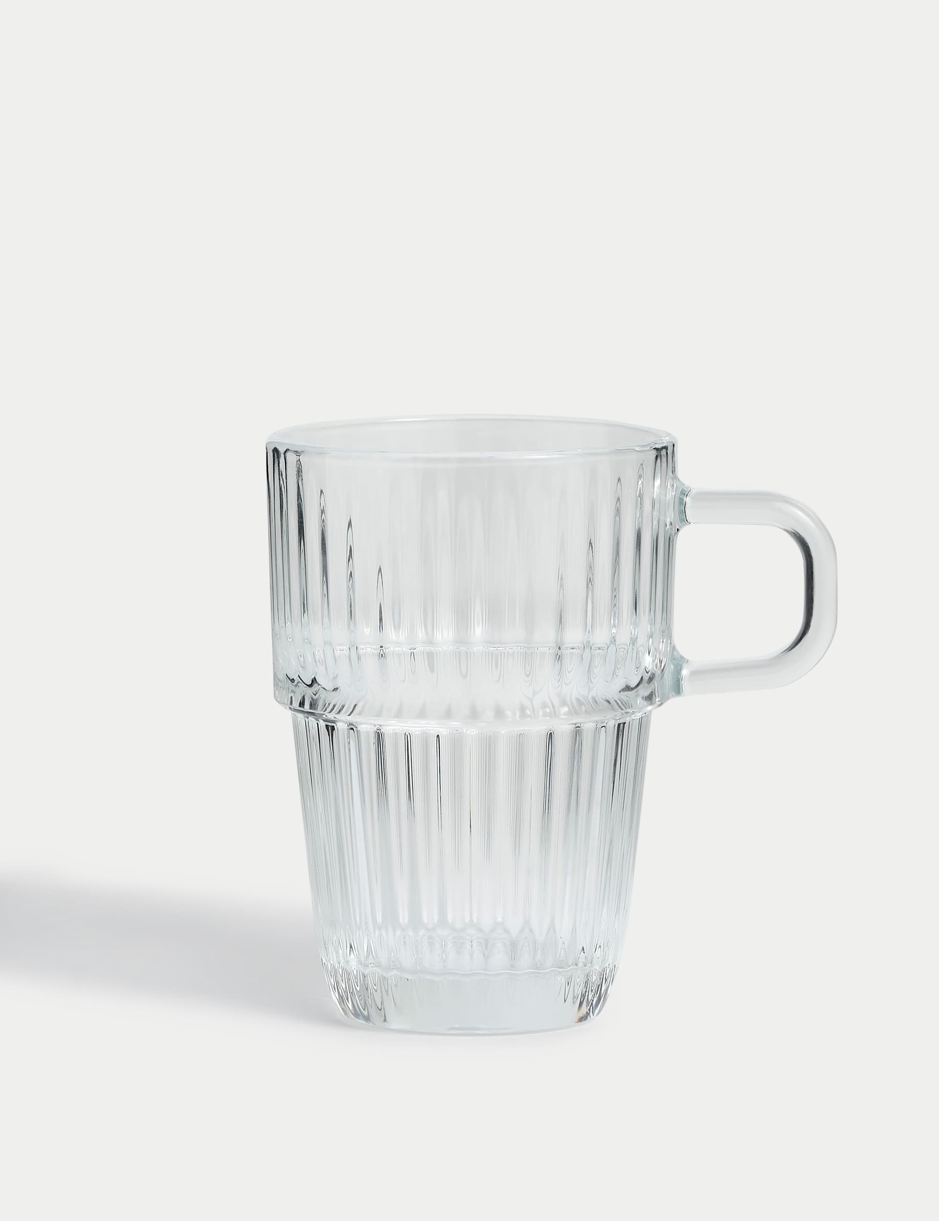 Ribbed glass latte cup, imported from the UK
