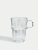 Ribbed glass latte cup, imported from the UK