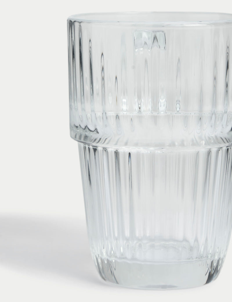 Ribbed glass latte cup, imported from the UK