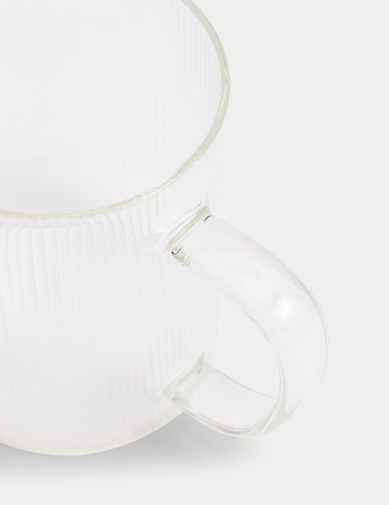 Ribbed glass milk jug, imported from the UK