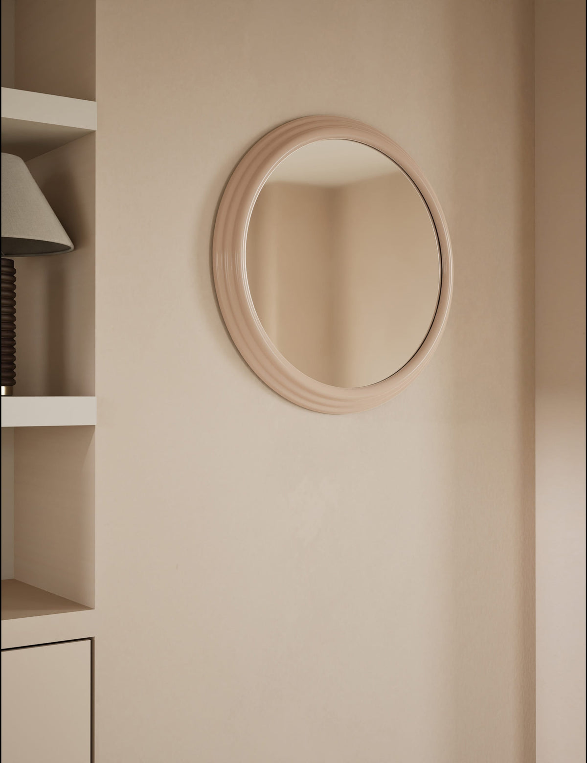 Ribbed Gloss round wall mirror 68 cm (British brand)