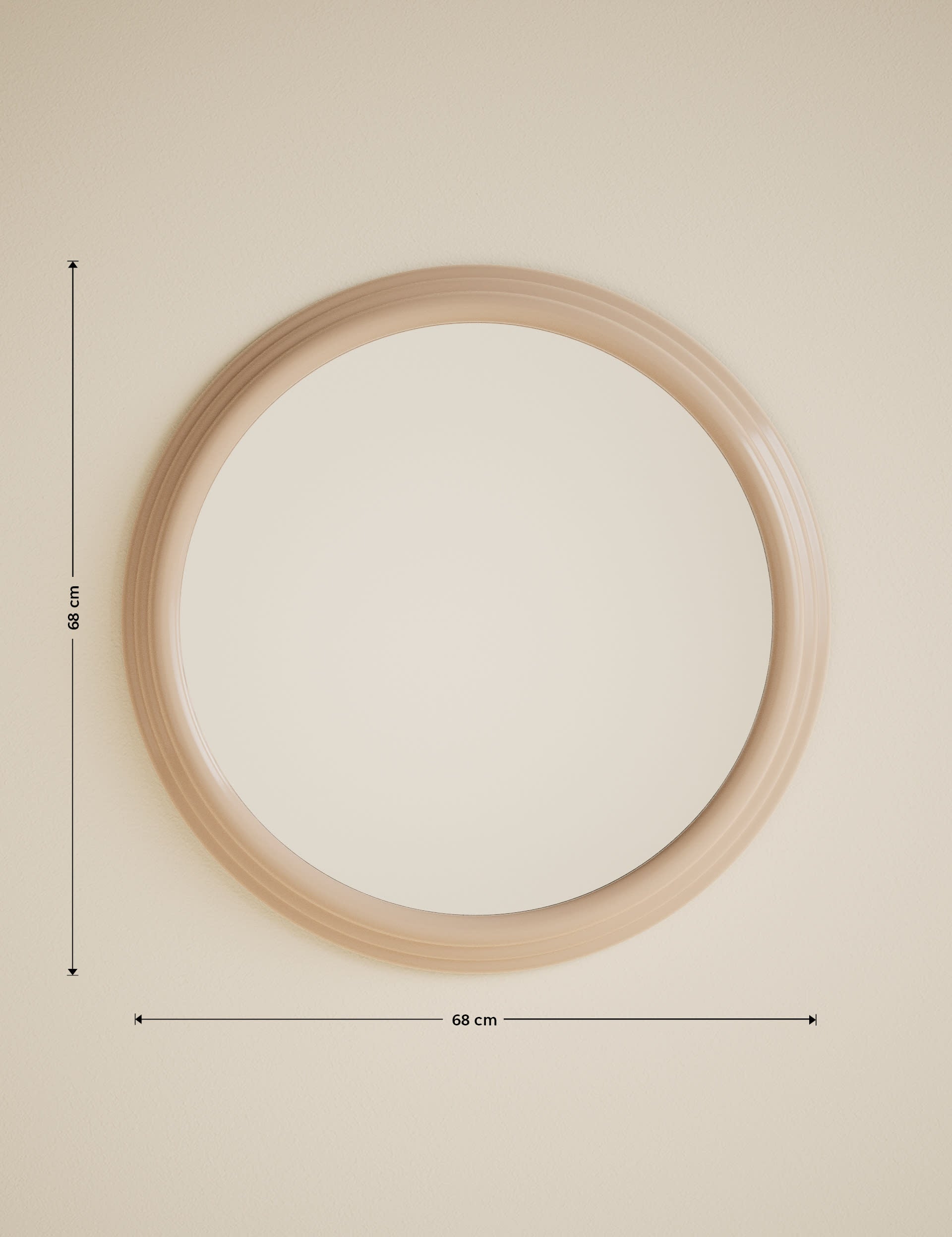 Ribbed Gloss round wall mirror 68 cm (British brand)