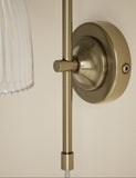 Ribbed plug in wall light with antique brass finish, imported from the UK