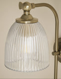 Ribbed plug in wall light with antique brass finish, imported from the UK
