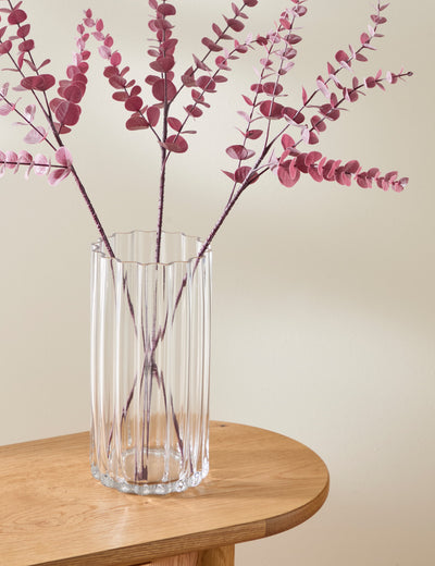 Vase cylindrique en verre nervuré