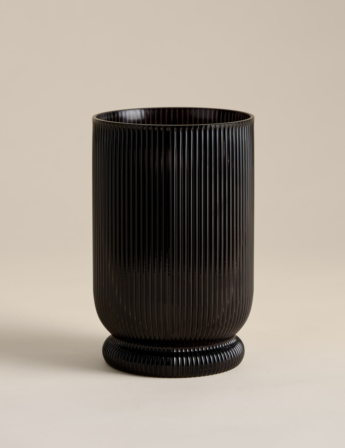 Ridged Glass Hurricane Candle Holder