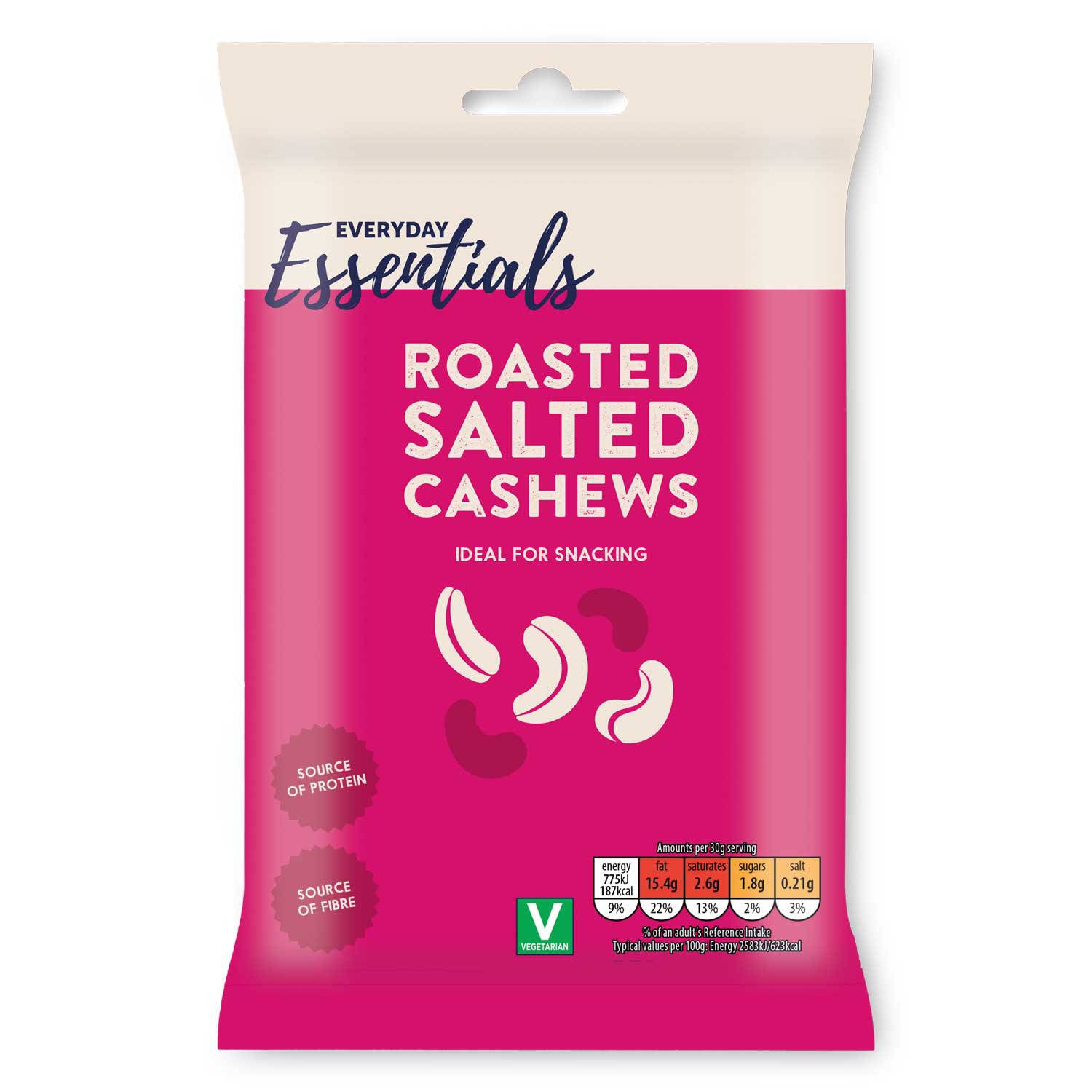 Roasted salted cashews 125g pack - British product
