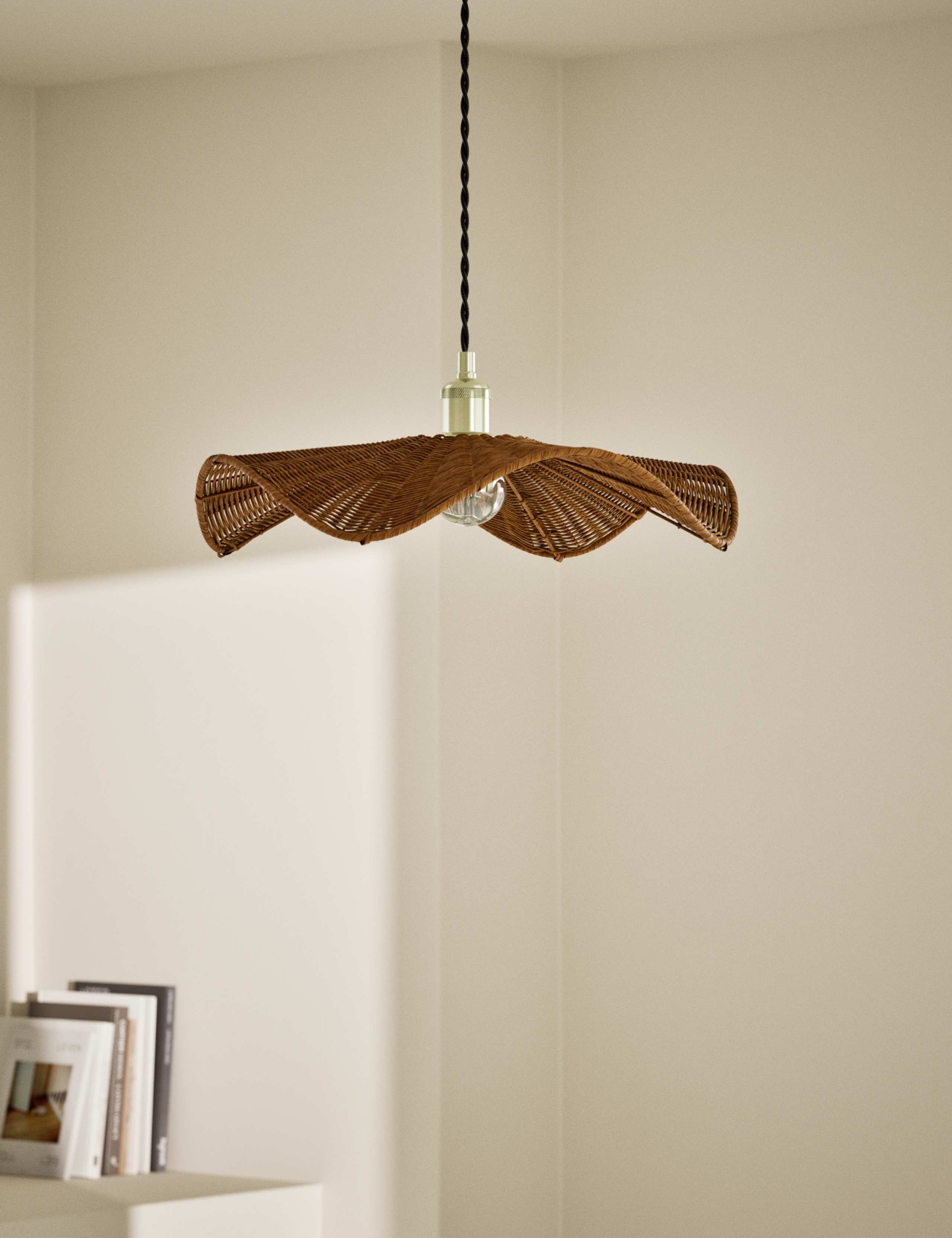 Rocco rattan ceiling lamp shade 45 cm diameter, imported from the UK