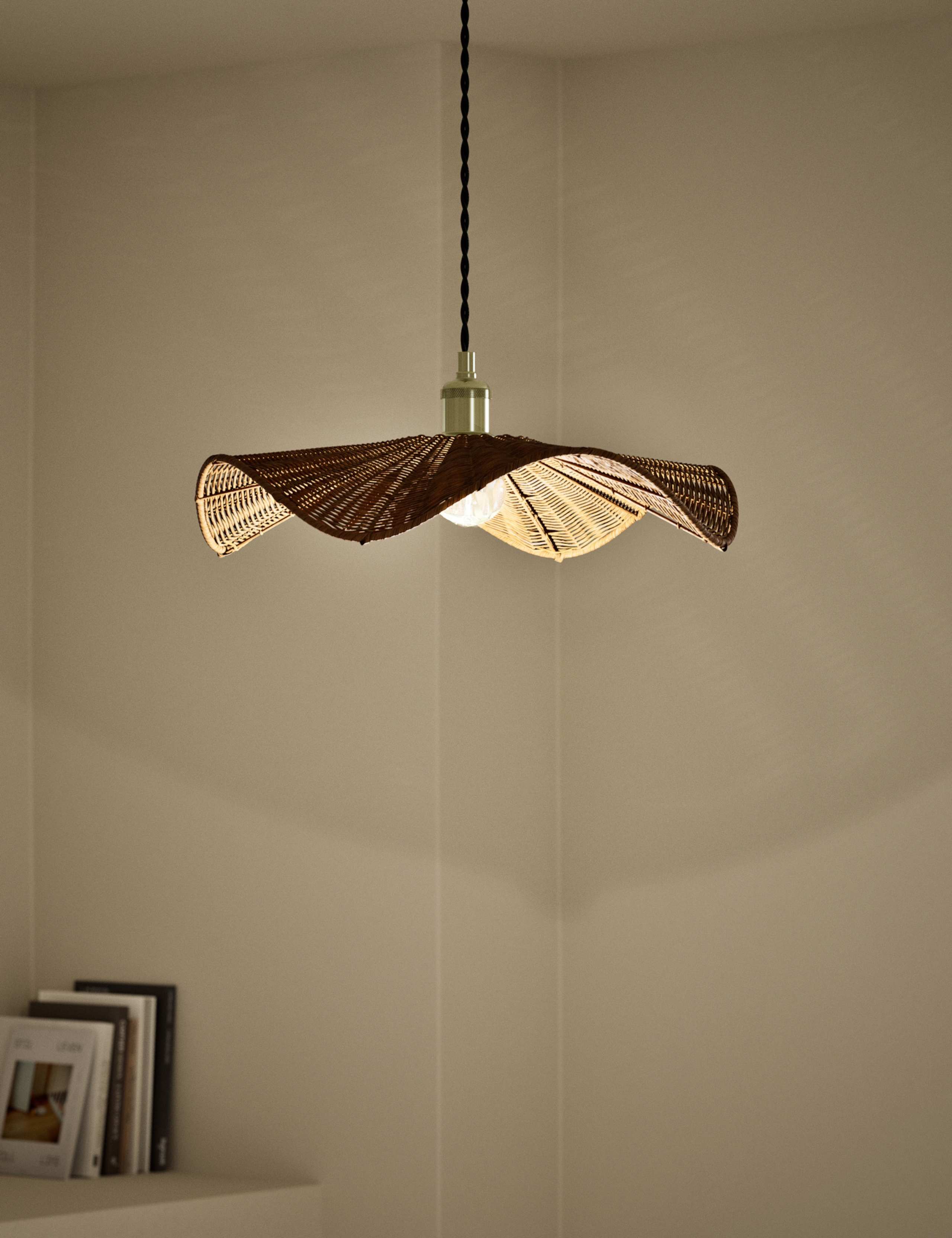 Rocco rattan ceiling lamp shade 45 cm diameter, imported from the UK