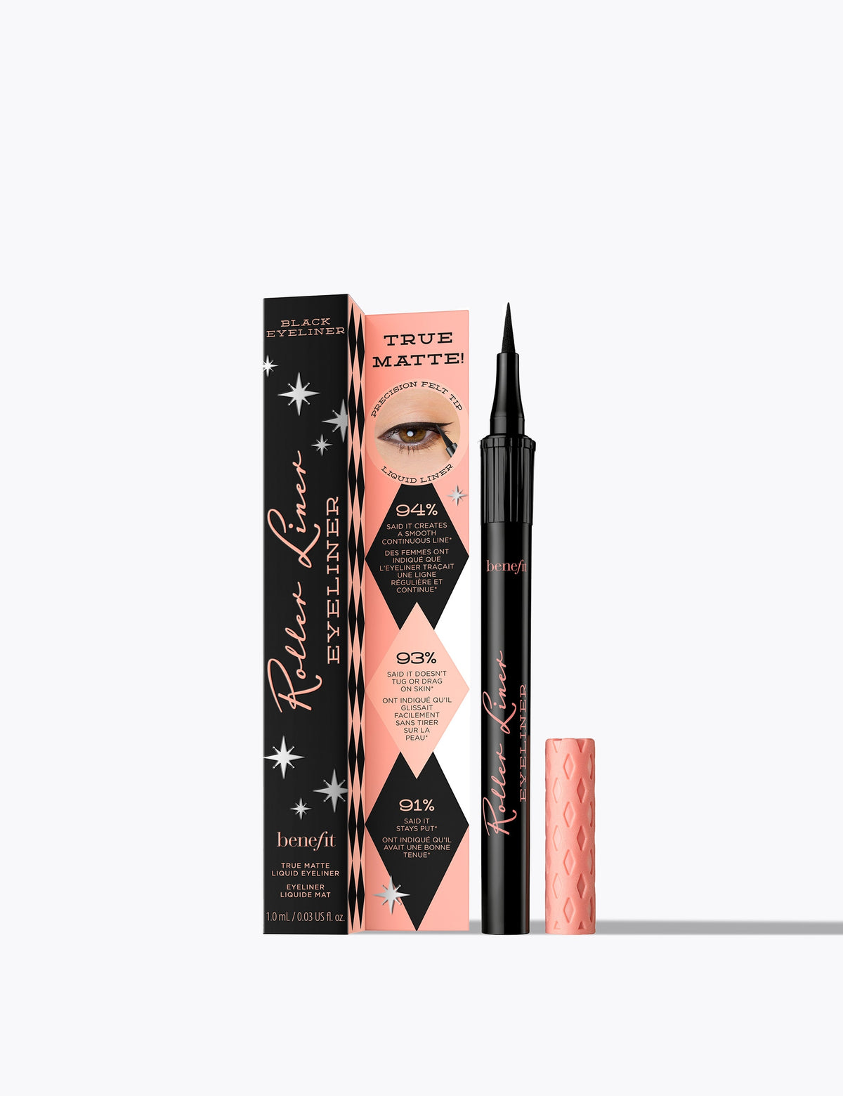 Black liquid eyeliner with roller tip, 1ml, imported from the UK