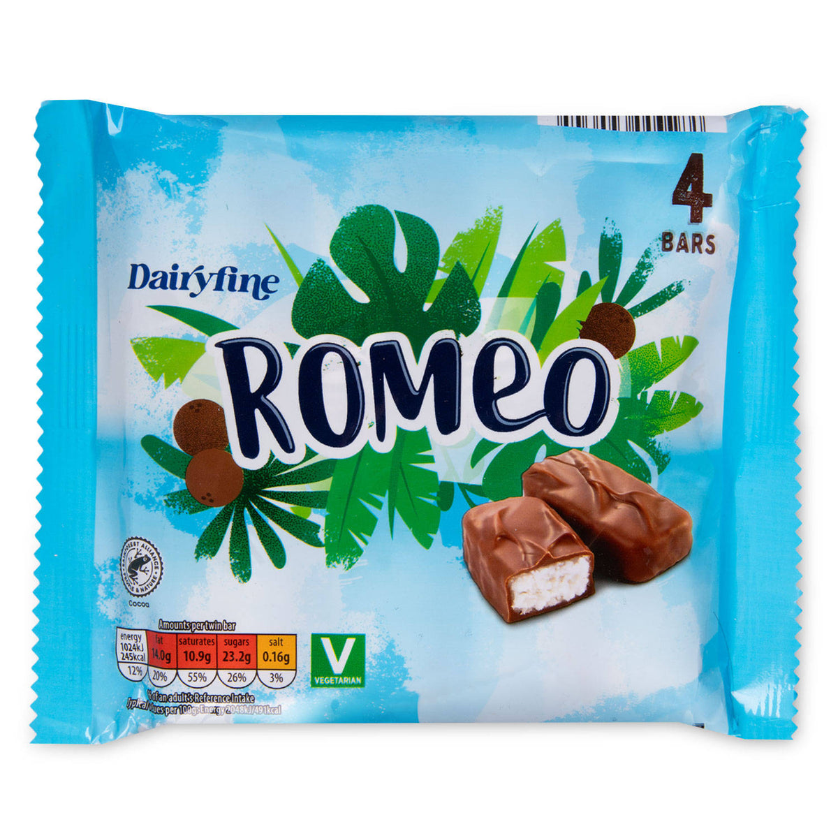 Romeo milk chocolate bars with coconut filling 4 pack - British product