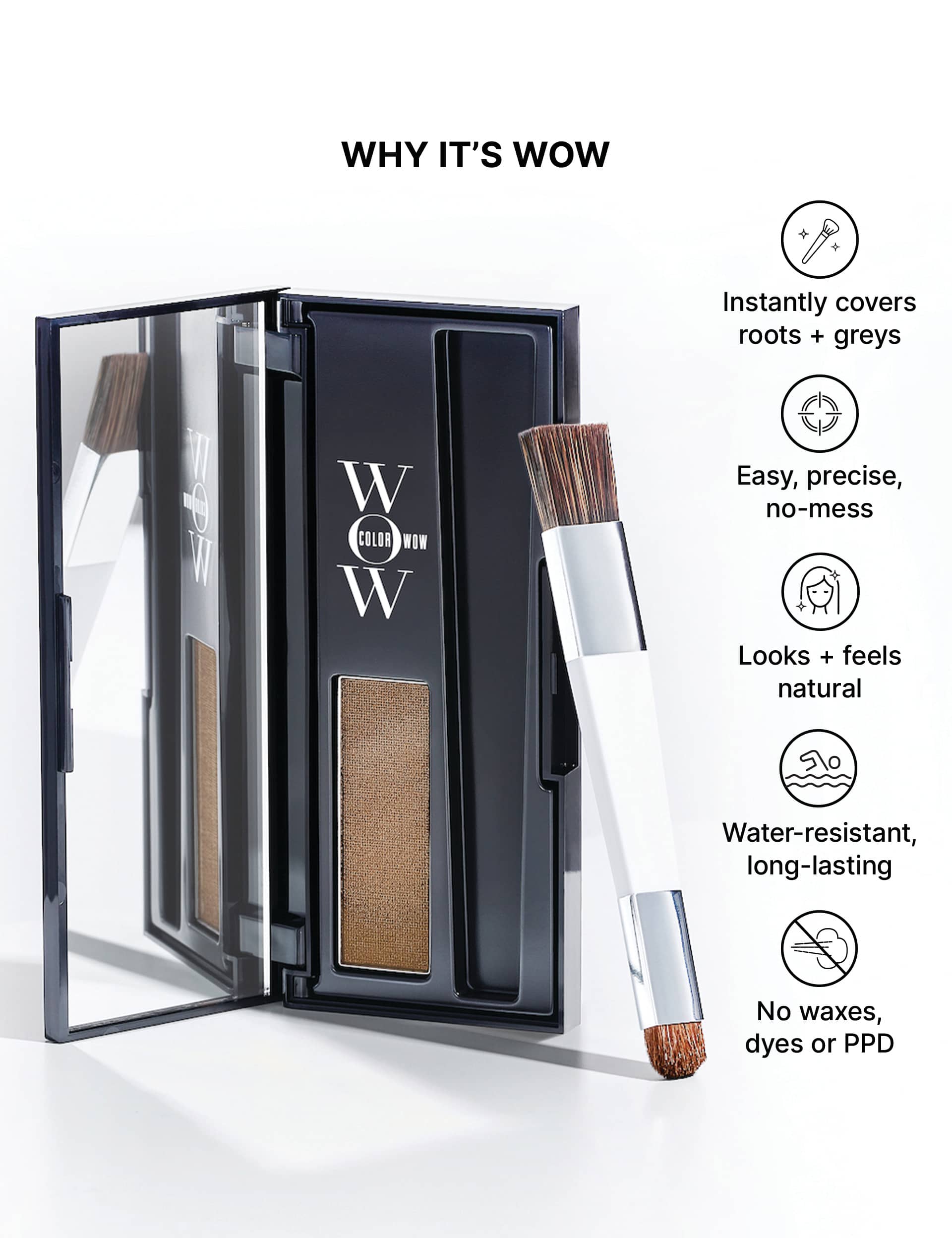 Color Wow root cover up dark brown 2.1g, imported from the UK