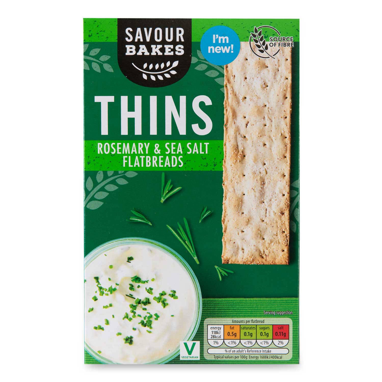 Savoury rosemary and sea salt flatbread thins, UK version